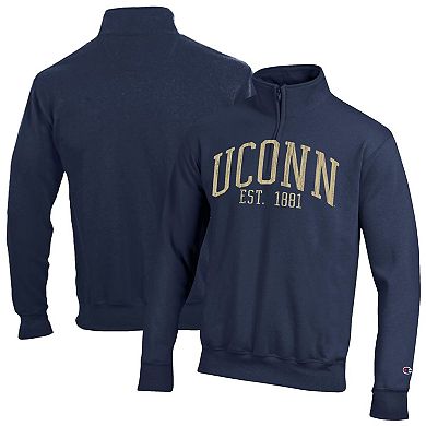 Men's Champion Navy UConn Huskies Powerblend Quarter-Zip Pullover