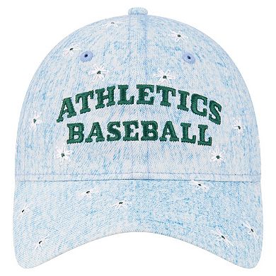 Women's New Era Light Blue Athletics Daisy All Over 9TWENTY Adjustable Hat
