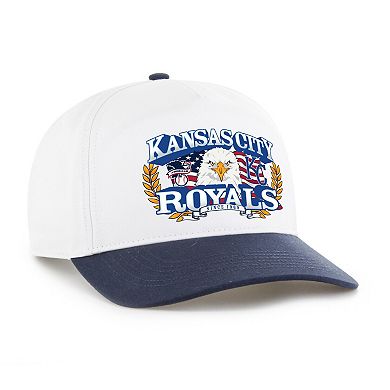 Men's '47 White/Navy Kansas City Royals Americana Eagle Hitch Adjustable Hat