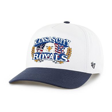 Men's '47 White/Navy Kansas City Royals Americana Eagle Hitch Adjustable Hat
