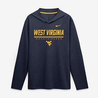 Men's Nike Navy West Virginia Mountaineers 2026 Sideline Lightweight Long Sleeve Hooded Dri-FIT Top