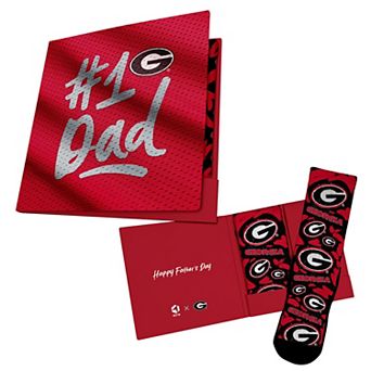 Unisex Rock Em Socks Red Georgia Bulldogs #1 Dad Gift Card Socks