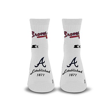 Unisex Starter White Atlanta Braves Established Stencil Quarter Socks