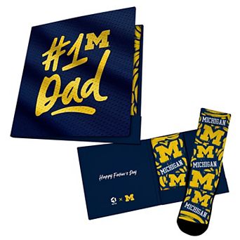 Unisex Rock Em Socks Navy Michigan Wolverines #1 Dad Gift Card Socks