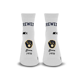 Unisex Starter White Milwaukee Brewers Established Stencil Quarter Socks