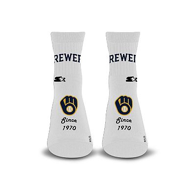 Unisex Starter White Milwaukee Brewers Established Stencil Quarter Socks