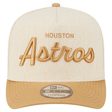 Men's New Era Cream Houston Astros Herringbone 9FIFTY A-Frame Snapback Hat