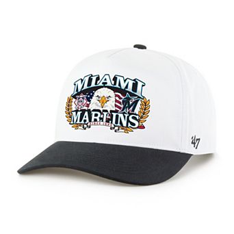Men's '47 White/Black Miami Marlins Americana Eagle Hitch Adjustable Hat