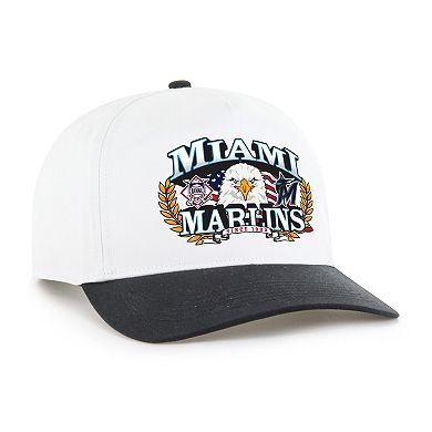 Men's '47 White/Black Miami Marlins Americana Eagle Hitch Adjustable Hat