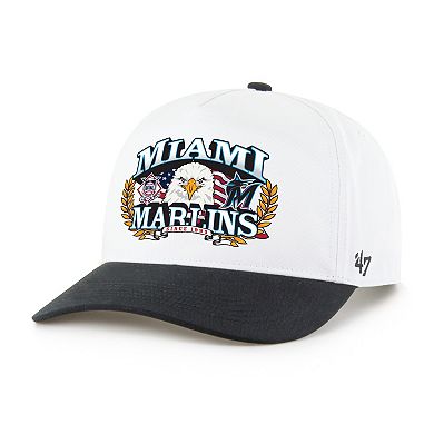 Men's '47 White/Black Miami Marlins Americana Eagle Hitch Adjustable Hat