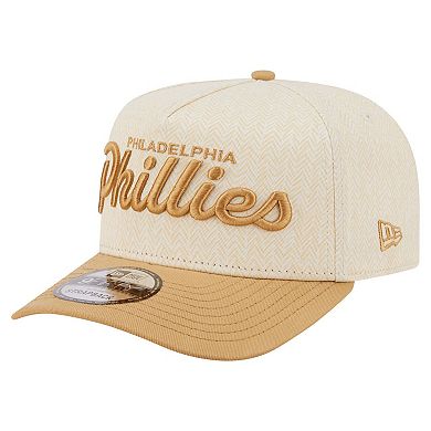 Men's New Era Cream Philadelphia Phillies Herringbone 9FIFTY A-Frame Snapback Hat