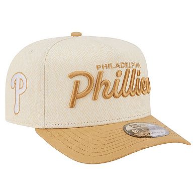 Men's New Era Cream Philadelphia Phillies Herringbone 9FIFTY A-Frame Snapback Hat