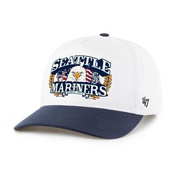 Men's '47 White/Navy Seattle Mariners Americana Eagle Hitch Adjustable Hat