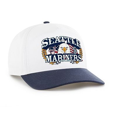 Men's '47 White/Navy Seattle Mariners Americana Eagle Hitch Adjustable Hat