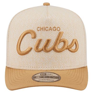 Men's New Era Cream Chicago Cubs Herringbone 9FIFTY A-Frame Snapback Hat
