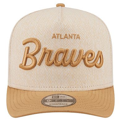 Men's New Era Cream Atlanta Braves Herringbone 9FIFTY A-Frame Snapback Hat