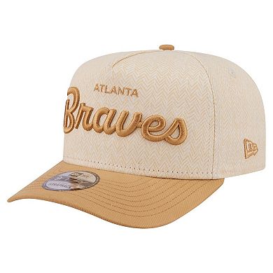 Men's New Era Cream Atlanta Braves Herringbone 9FIFTY A-Frame Snapback Hat