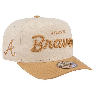 Men's New Era Cream Atlanta Braves Herringbone 9FIFTY A-Frame Snapback Hat