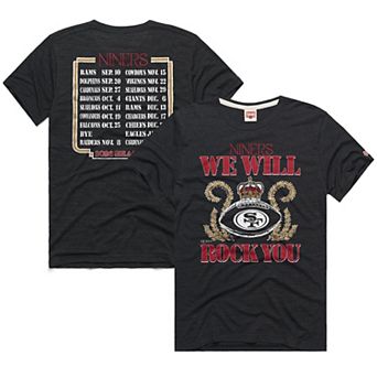 Unisex Homage Charcoal San Francisco 49ers 2026 NFL Schedule Queen Tri-Blend T-Shirt