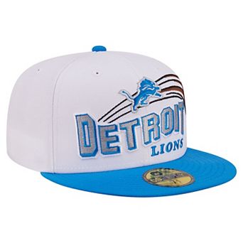 Men's New Era White/Blue Detroit Lions Retro Swoop 59FIFTY Fitted Hat