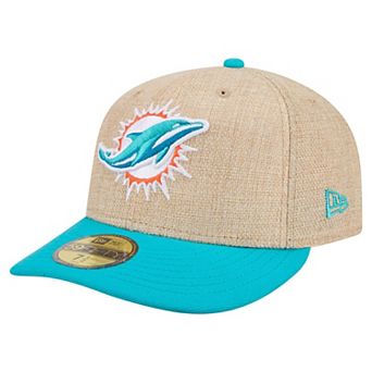 Men's New Era Natural/Aqua Miami Dolphins Pre-Curved Twine 59FIFTY Fitted Hat