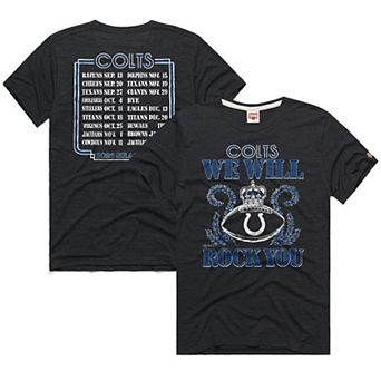Unisex Homage Charcoal Indianapolis Colts 2026 NFL Schedule Queen Tri-Blend T-Shirt