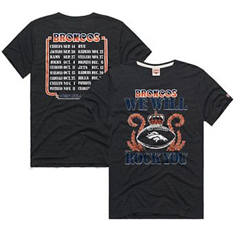 Unisex Homage Charcoal Denver Broncos 2026 NFL Schedule Queen Tri-Blend T-Shirt