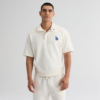 Men's Fanatics Bisque Los Angeles Dodgers Iconic Short Sleeve Mock Neck Pullover