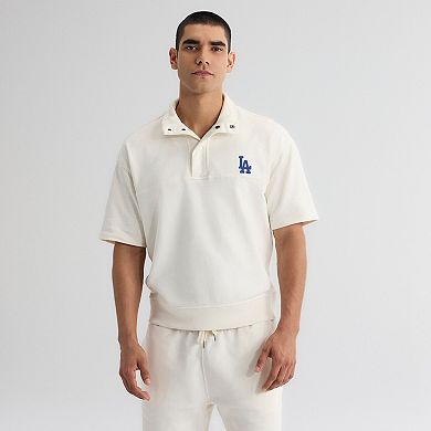 Men's Fanatics Bisque Los Angeles Dodgers Iconic Short Sleeve Mock Neck Pullover