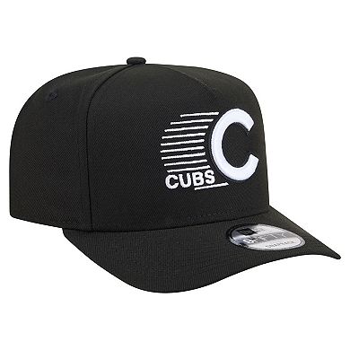 Men's New Era Black Chicago Cubs Motion A-Frame 9FIFTY Snapback Hat