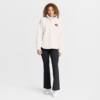 Women's Fanatics White Montreal Canadiens Rush Sherpa Half-Snap Pullover