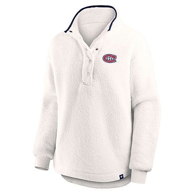 Women's Fanatics White Montreal Canadiens Rush Sherpa Half-Snap Pullover