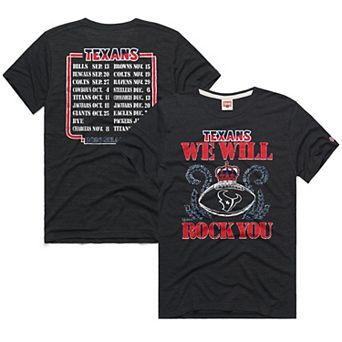 Unisex Homage Charcoal Houston Texans 2026 NFL Schedule Queen Tri-Blend T-Shirt