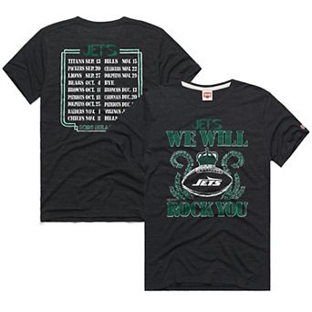 Unisex Homage Charcoal New York Jets 2026 NFL Schedule Queen Tri-Blend T-Shirt