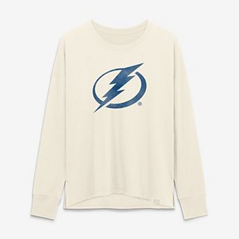 Women's Fanatics Cream Tampa Bay Lightning Distressed Logo Long Sleeve T-Shirt