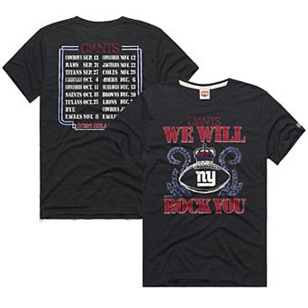 Unisex Homage Charcoal New York Giants 2026 NFL Schedule Queen Tri-Blend T-Shirt