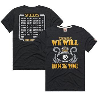 Unisex Homage Charcoal Pittsburgh Steelers 2026 NFL Schedule Queen Tri-Blend T-Shirt