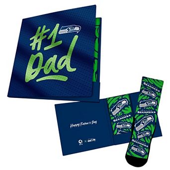 Unisex Rock Em Socks College Navy Seattle Seahawks #1 Dad Gift Card Socks
