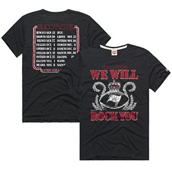 Unisex Homage Charcoal Tampa Bay Buccaneers 2026 NFL Schedule Queen Tri-Blend T-Shirt