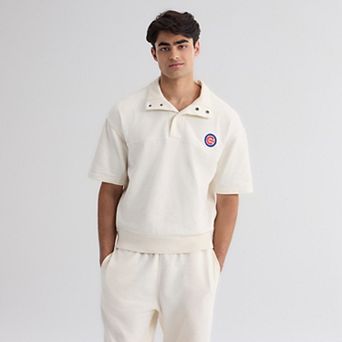 Men's Fanatics Bisque Chicago Cubs Iconic Short Sleeve Mock Neck Pullover