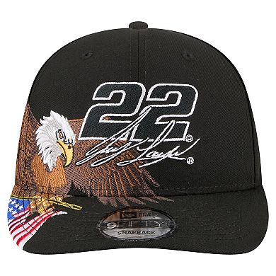 Men's New Era Black Joey Logano Patriotic Eagle & Flag A-Frame 9FIFTY Snapback Hat