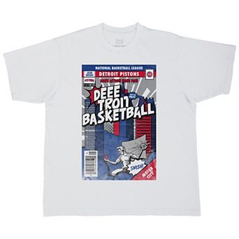 Unisex Stadium Essentials White Detroit Pistons Comic Book Cover Boxy T-Shirt