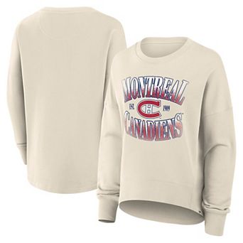 Women's Fanatics Cream Montreal Canadiens Oversized Vintage Slice Pullover Sweatshirt