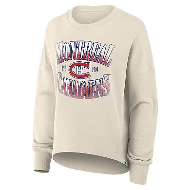 Women's Fanatics Cream Montreal Canadiens Oversized Vintage Slice Pullover Sweatshirt