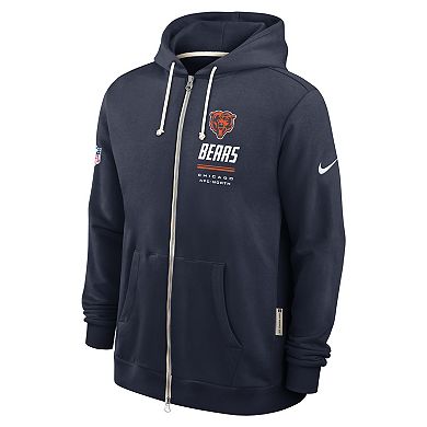 Men's Nike Navy Chicago Bears Sideline Standard Issue Dri-FIT Full-Zip Hoodie