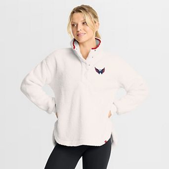 Women's Fanatics White Washington Capitals Rush Sherpa Half-Snap Pullover