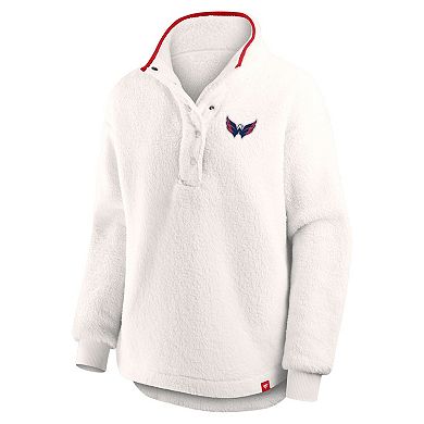 Women's Fanatics White Washington Capitals Rush Sherpa Half-Snap Pullover