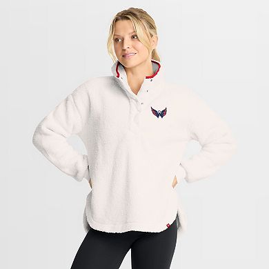 Women's Fanatics White Washington Capitals Rush Sherpa Half-Snap Pullover
