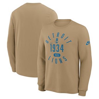 Men's Nike Tan Detroit Lions Blitz Package Rewind Slub Dri-FIT Long Sleeve T-Shirt