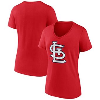 Women's Logo Athletic Red St. Louis Cardinals Official Logo Athletic V-Neck T-Shirt